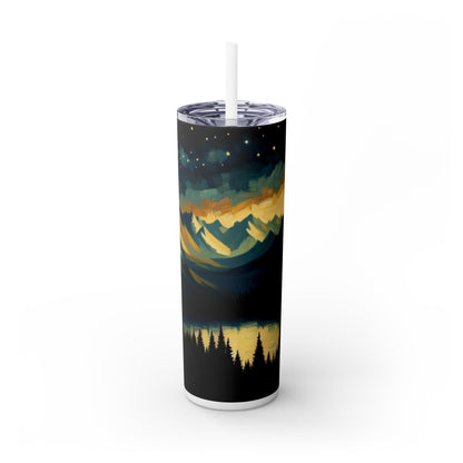 "Centinela silenciosa de los bosques sombríos" - El vaso delgado Alien Maars® con pajita Tenebrism de 20 oz