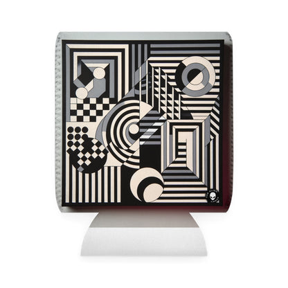 "Mesmerize: Bold Op Art Geometry in Black and White" - The Alien Can Cooler Sleeve Op Art