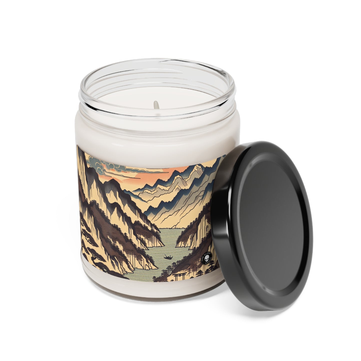 "Cherry Blossom Serenity: A Captivating Ukiyo-e Tribute to the Japanese Tea Ceremony" - The Alien Scented Soy Candle 9oz Ukiyo-e (Japanese Woodblock Printing)