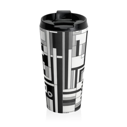 "De Stijl en blanco y negro" - La taza de viaje de acero inoxidable Alien Estilo De Stijl