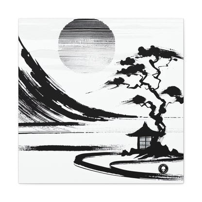 "Armonía del viento y el agua: una pintura con tinta zen" - La pintura con tinta zen Alien Canva