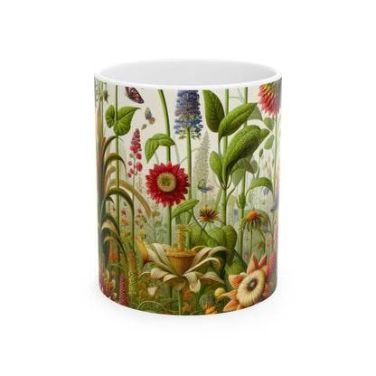 « Jardin enchanté : une scène fantaisiste » – Tasse en céramique Alien 11 oz