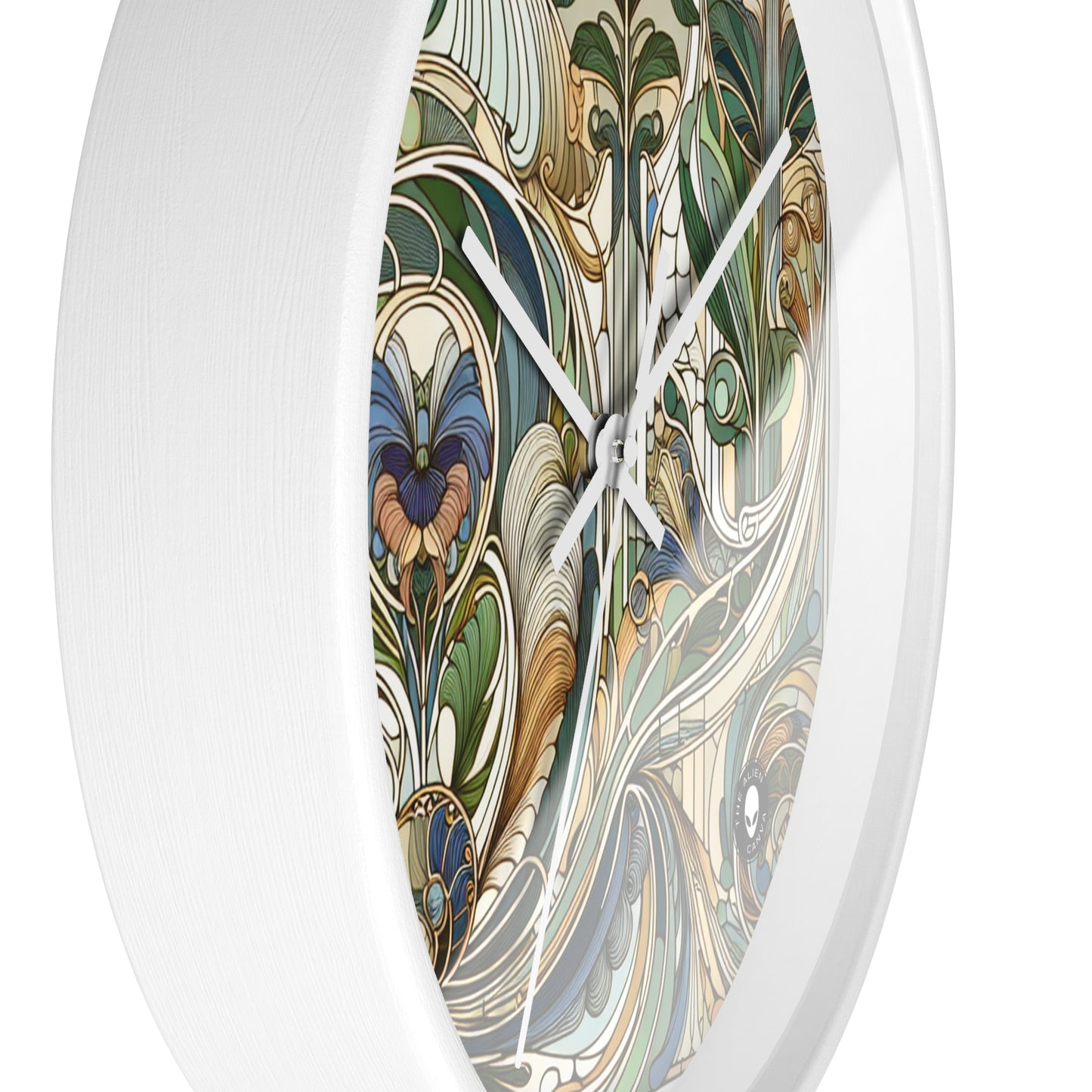 "Encantamiento iluminado por la luna: una serenata mística en el estilo Art Nouveau" - El reloj de pared alienígena Art Nouveau