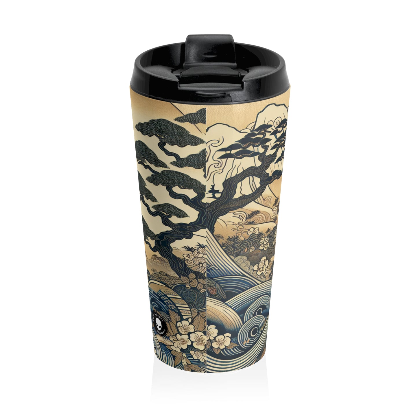 "Los sueños festivos de Edo" - La taza de viaje de acero inoxidable alienígena Ukiyo-e (impresión en madera japonesa)