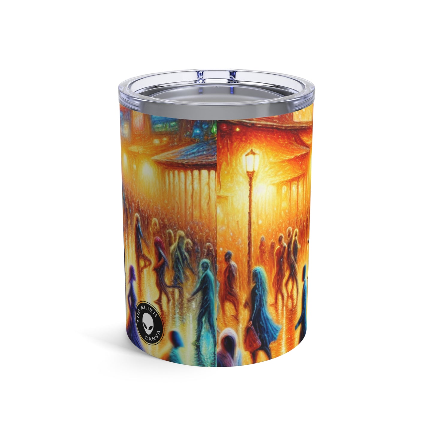 "Paisajes nocturnos de neón: una sinfonía de caos urbano" - Vaso Alien de 10 oz