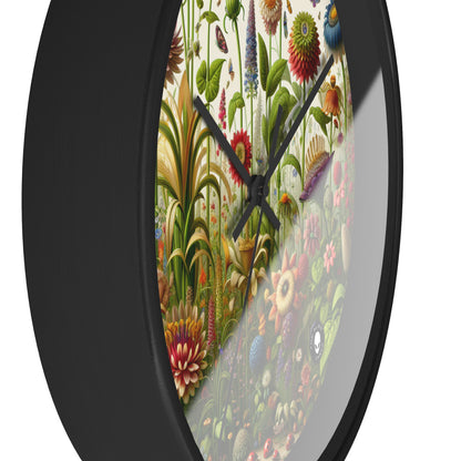 "Enchanted Garden: A Whimsical Scene" - The Alien Wall Clock