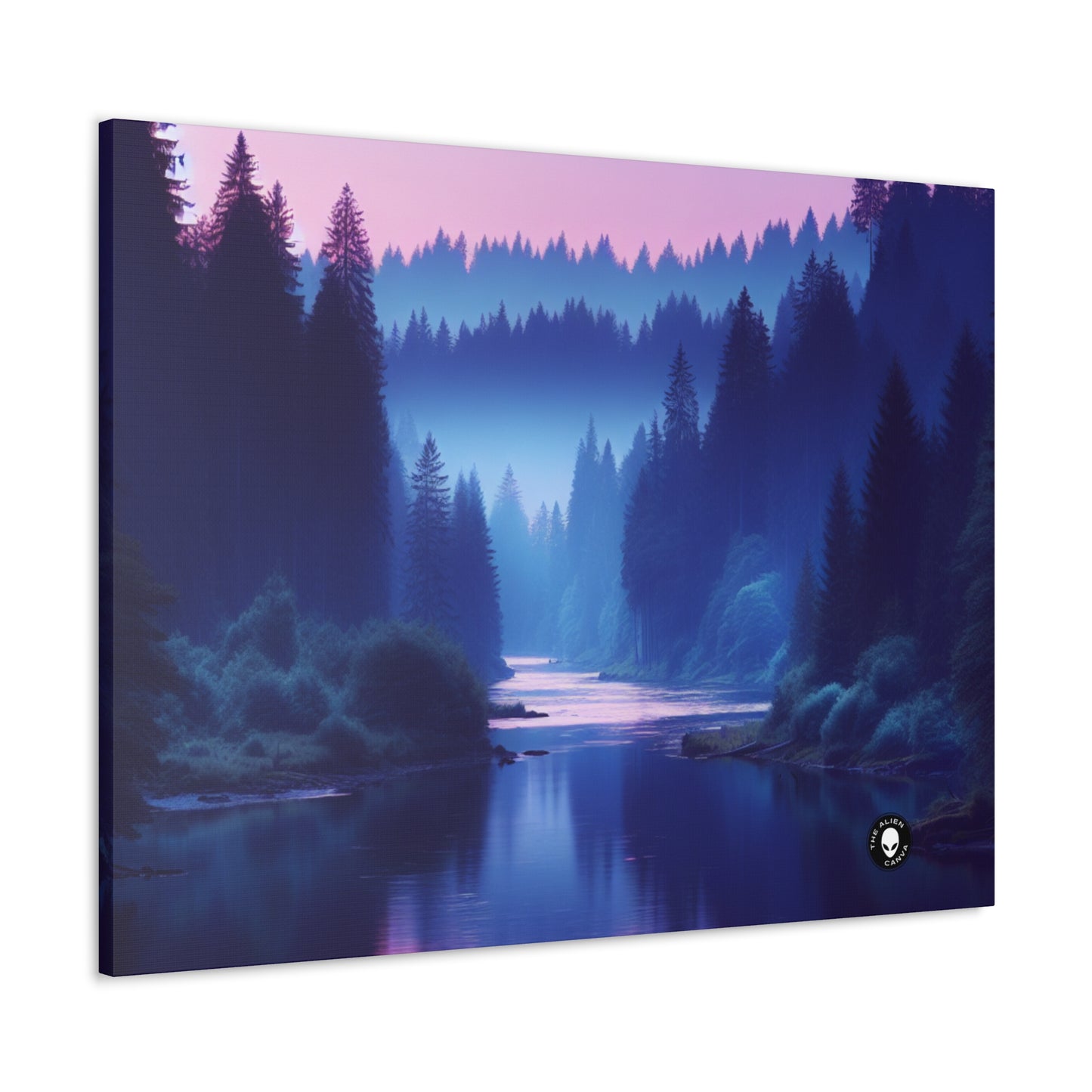 "Twilight Tranquility : Réflexions sur la rivière forestière" - The Alien Canva