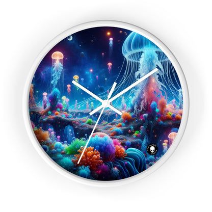 "Neon Jellyfish Fantasia: A Surreal Underwater Odyssey" - The Alien Wall Clock