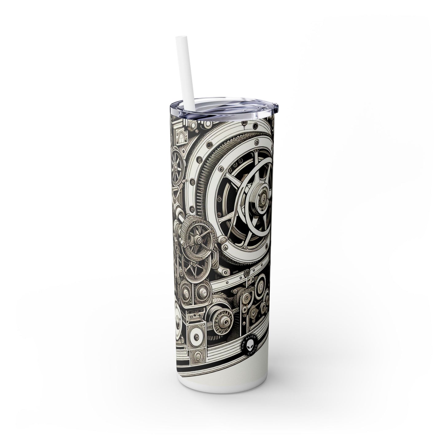 "Urban Precision: Modern City at Sunset" - The Alien Maars® Skinny Tumbler with Straw 20oz Precisionism