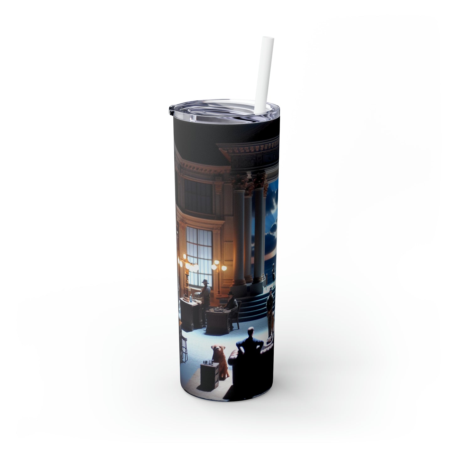 Titre : « Ocean Symphony : A Photorealistic Ode to the Crashing Waves » - The Alien Maars® Skinny Tumbler avec paille 20oz Photoréalisme