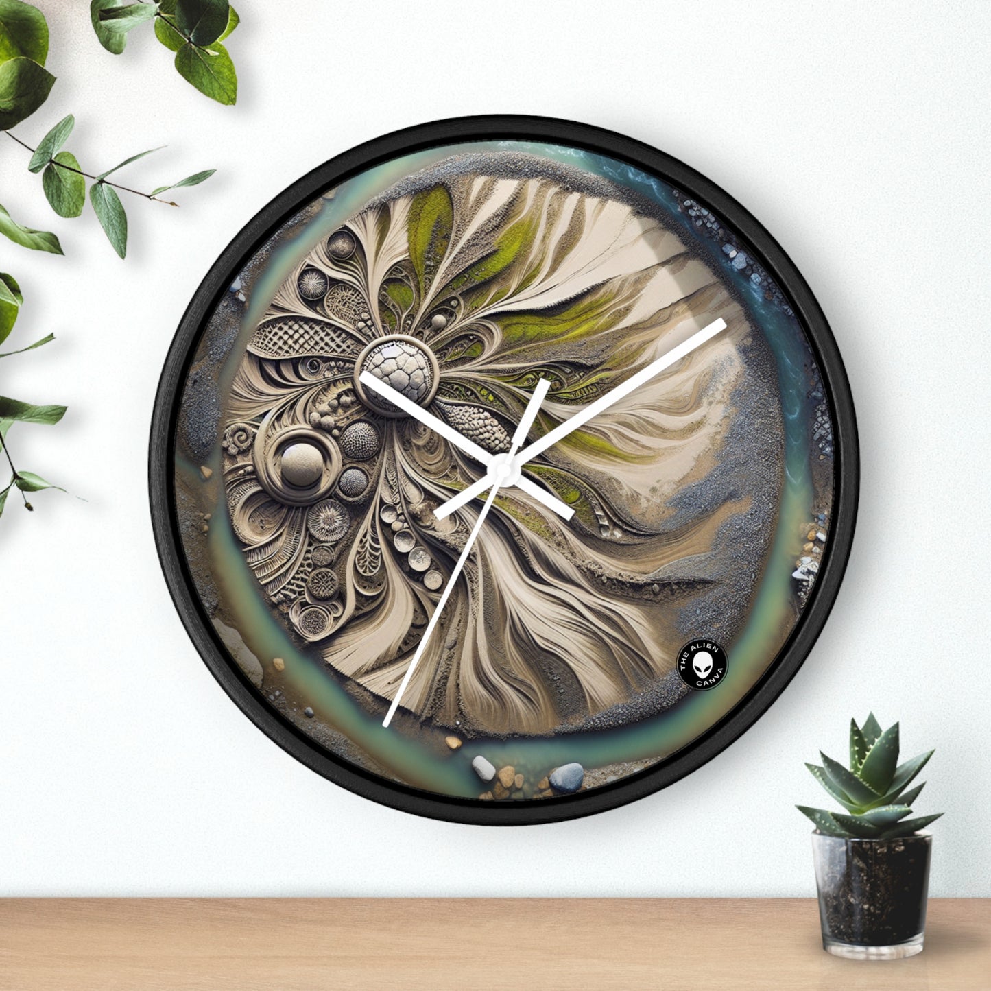 "Sandy Symphony : Une mosaïque de pierres colorées sur la plage" - The Alien Wall Clock Land Art