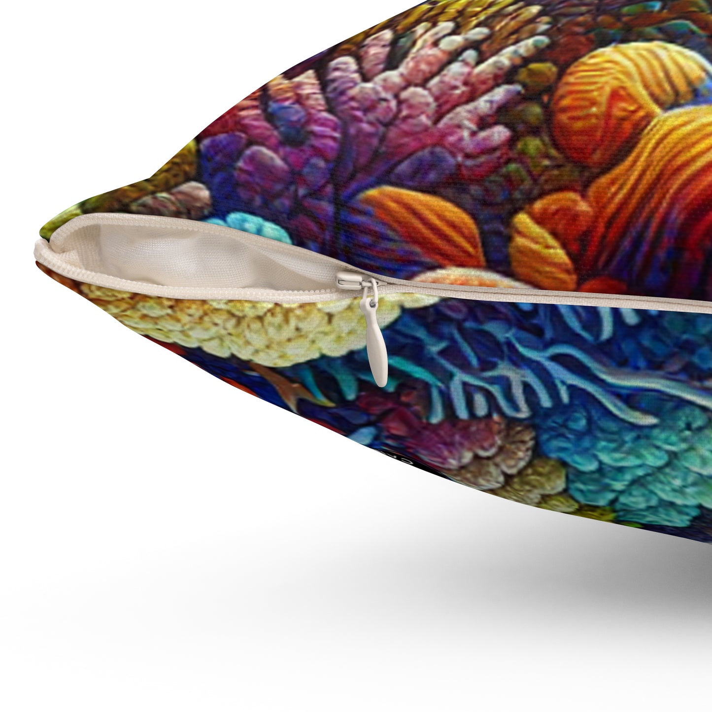 "Marine Paradise: Colorful Coral Reef Wildlife"- The Alien Spun Polyester Square Pillow