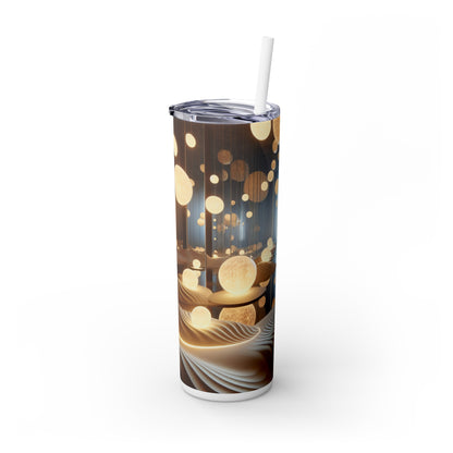 "Réflexions temporelles : une installation artistique interactive sur le temps et la mémoire" - The Alien Maars® Skinny Tumbler with Straw 20oz Installation Art