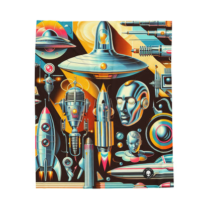 "Neon Deco: A Retro-Futuristic Utopia" - The Alien Velveteen Plush Blanket Retro-futurism