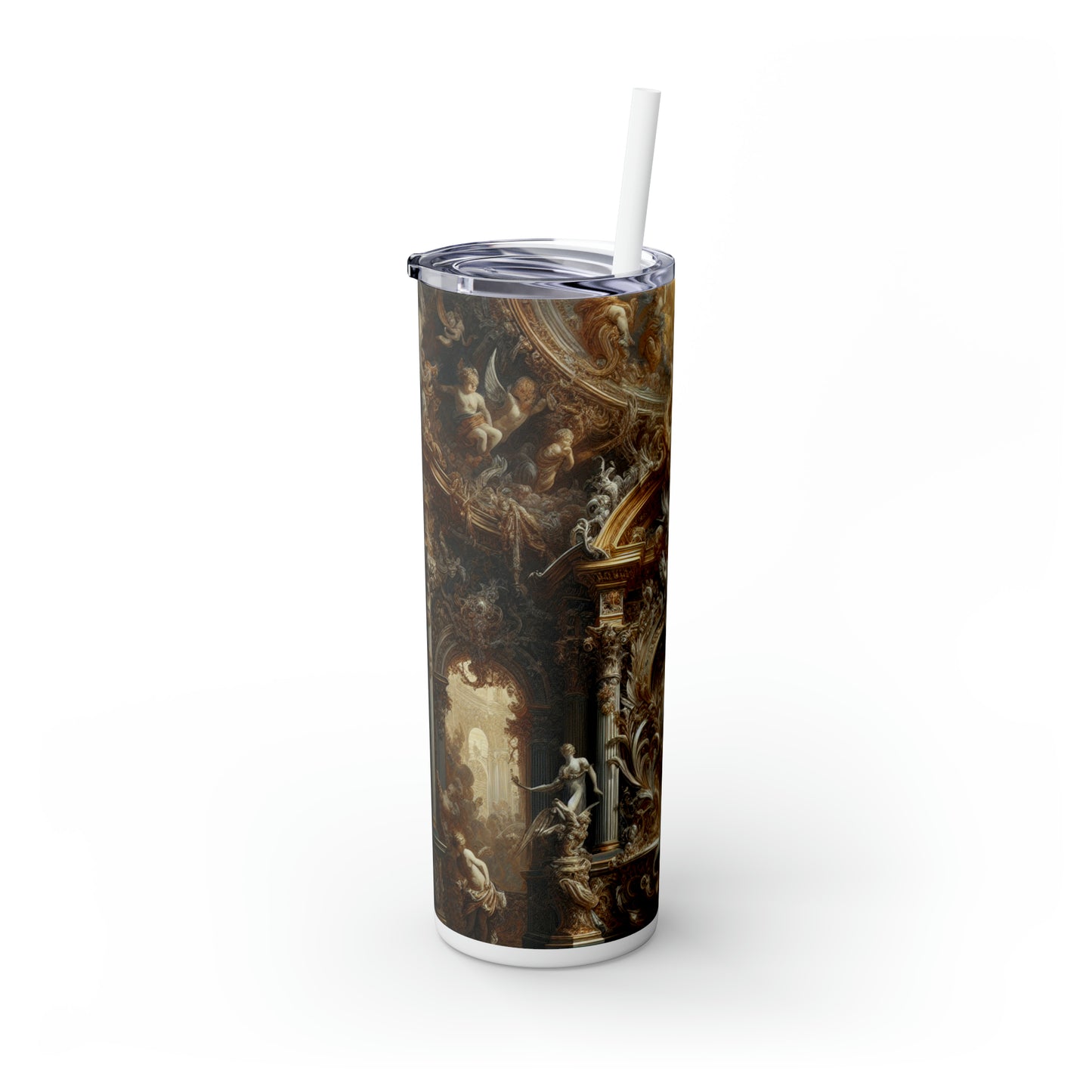 "Baroque Banquet: A Feast of Opulence" - The Alien Maars® Skinny Tumbler with Straw 20oz Baroque