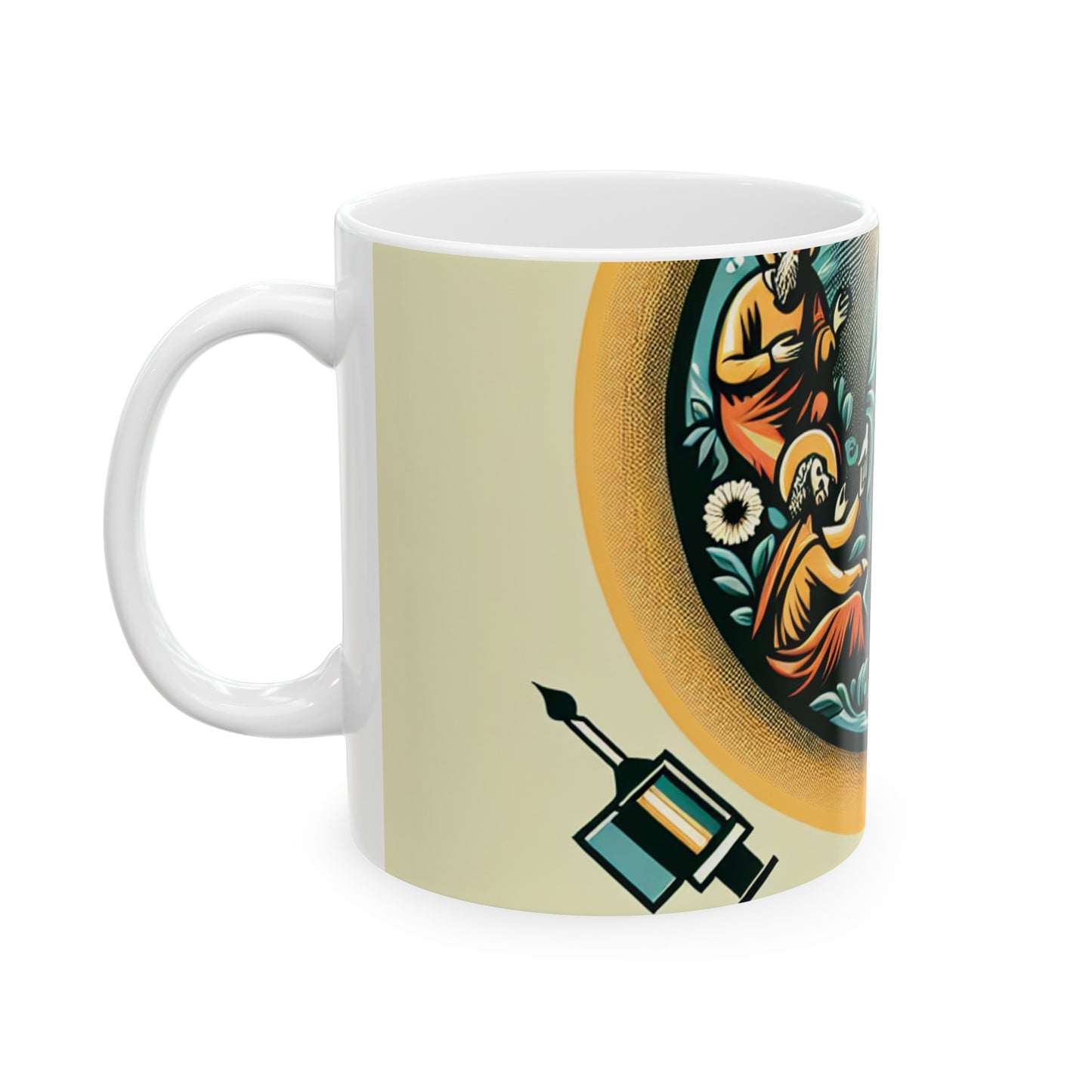 "Essence entrelacée : une célébration abstraite du chaos et de l'harmonie" - La tasse en céramique Alien 11oz Remodernisme