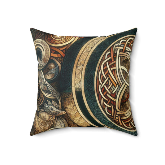 "Metamorphic Threads: Exploring Transformation through Celtic Knot Art"- The Alien Spun Polyester Square Pillow Celtic Art