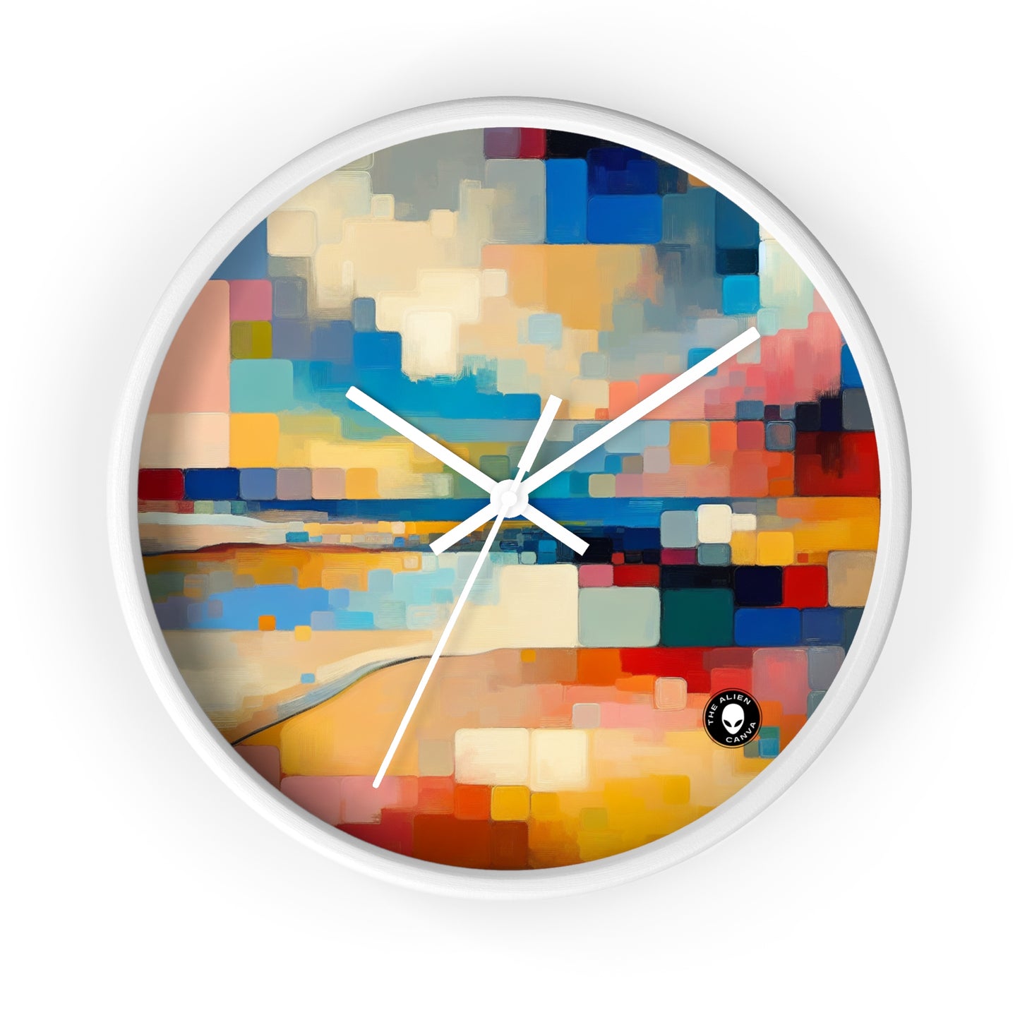 "Sunset Serenity: Peinture de champs de couleurs pastel doux" - La peinture de champs de couleurs de l'horloge murale Alien