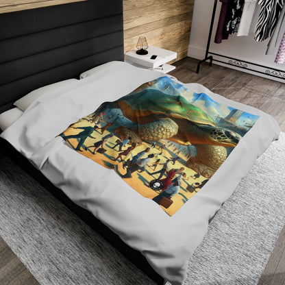 "Marvelous Turtle in the City" - The Alien Velveteen Plush Blanket