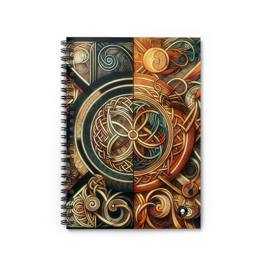 "Metamorphic Threads: Exploring Transformation through Celtic Knot Art" - The Alien Spiral Notebook (Ruled Line) Celtic Art