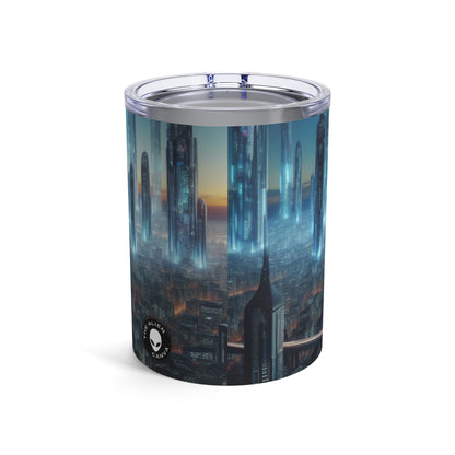 "Neon Skyline: paisajes urbanos del futuro" - Vaso Alien de 10 oz