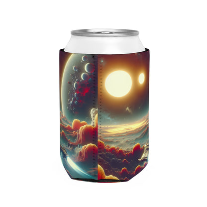 "Dawn of the Three Suns: A Sci-Fi Space Odyssey" - The Alien Can Cooler Sleeve Video Game Art