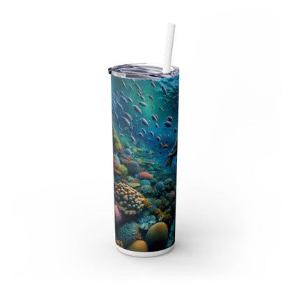 « Sous la surface : un pays des merveilles sous-marin » - Le verre fin Alien Maars® avec paille 20 oz