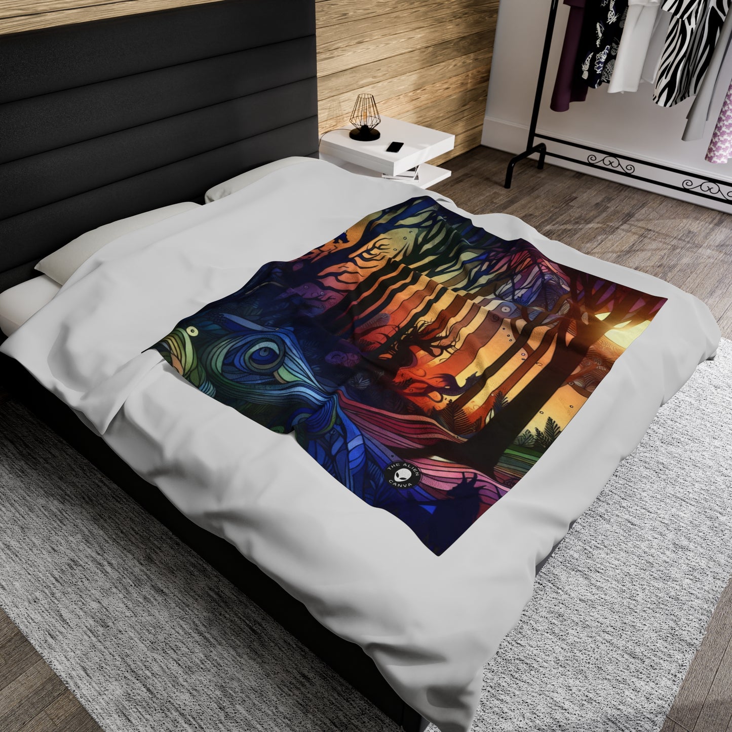 "Mystical Twilight: Creatures in the Forest" - The Alien Velveteen Plush Blanket