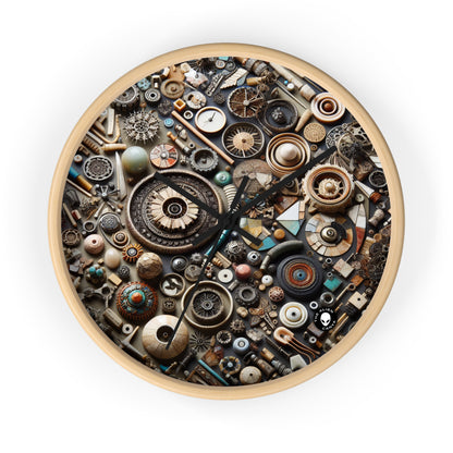 "Nature's Tapestry: Assemblage Art with Found Objects" - The Alien Wall Clock Assemblage Art