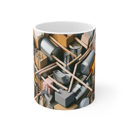 "Monochrome domestique : création d'une œuvre d'art cubiste en 3D" - La tasse en céramique Alien 11oz Cubisme