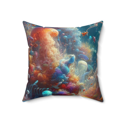 "Enchanted Aquatic Wonderland"- The Alien Spun Polyester Square Pillow