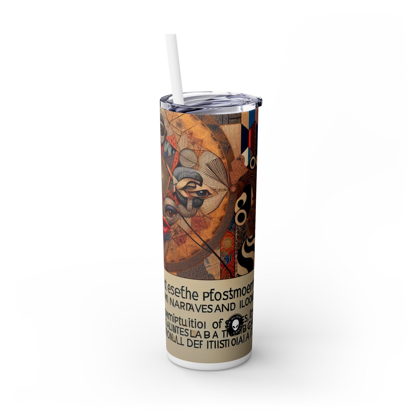 "Digital Chaos: A Postmodern Collage" - The Alien Maars® Skinny Tumbler with Straw 20oz Postmodern Art