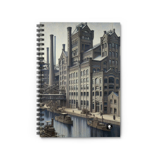 "Urban Precision: Modern Cityscape in the Style of Precisionism" - The Alien Spiral Notebook (Ruled Line) Precisionism