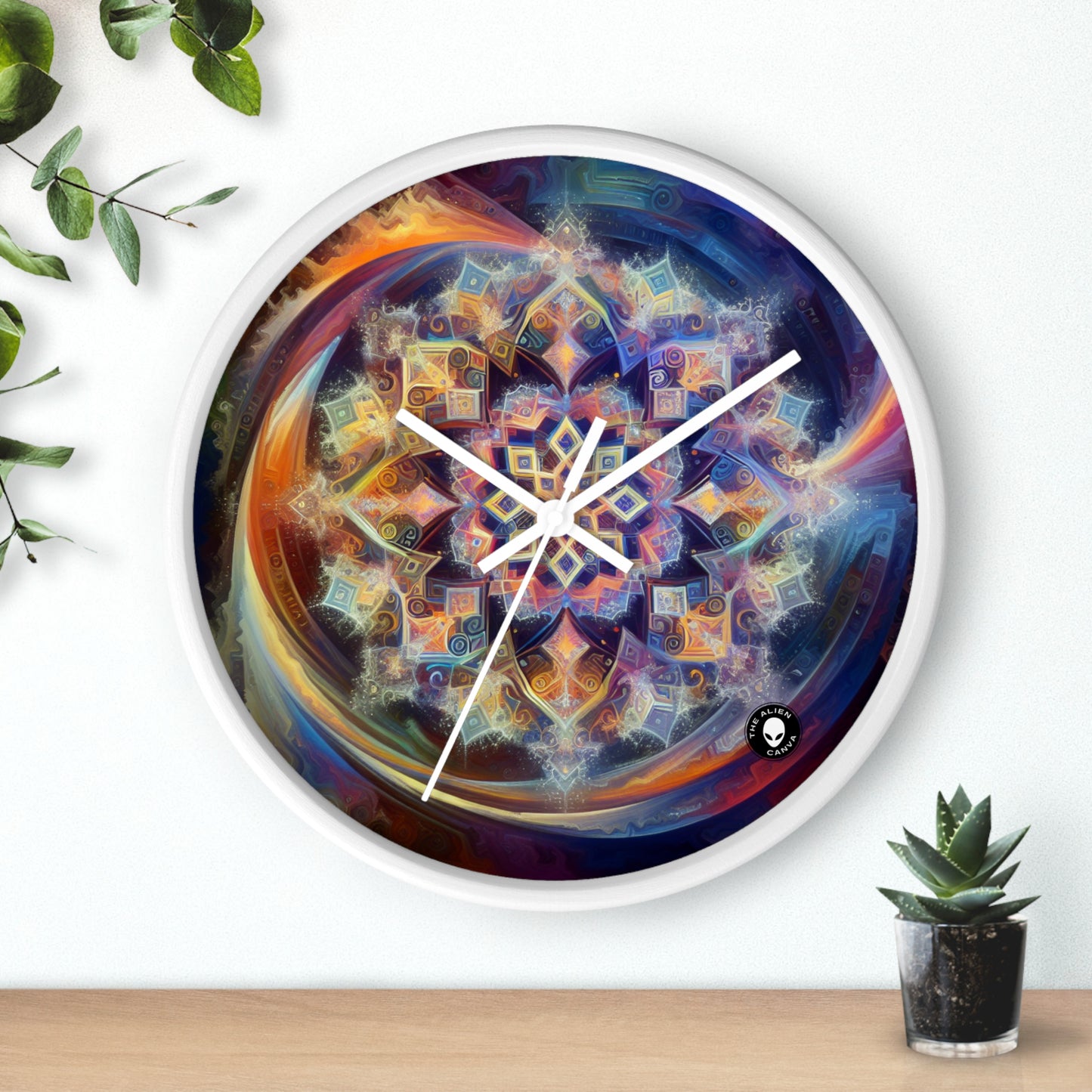 "Mandala dinámico: una pintura geométrica vibrante" - El reloj de pared alienígena