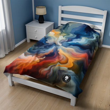 "Sunset Reflections: A Serene Color Field Painting" - The Alien Velveteen Plush Blanket Color Field Painting