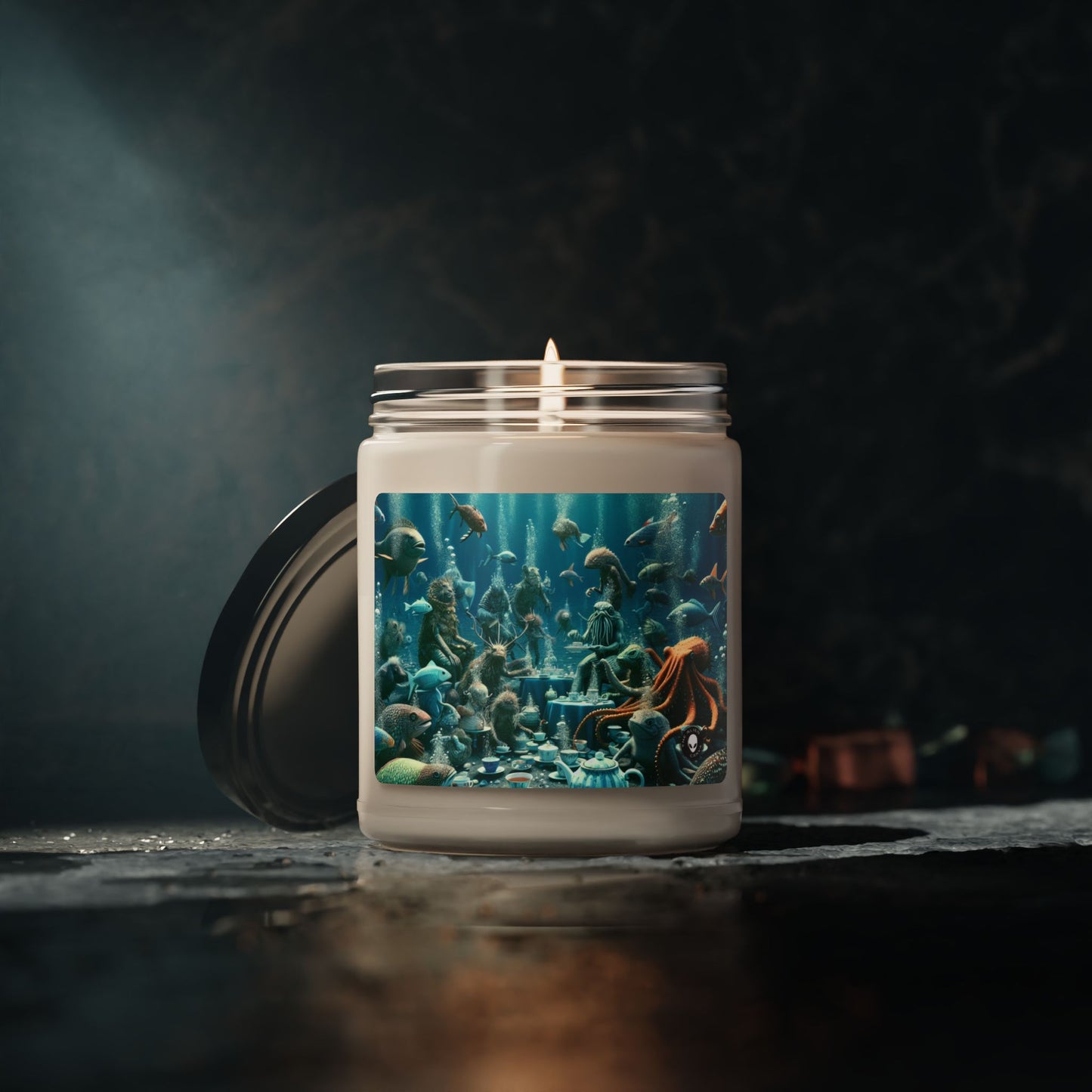 « L'heure du thé dans la mer bleue profonde » - Bougie parfumée au soja Alien 9oz