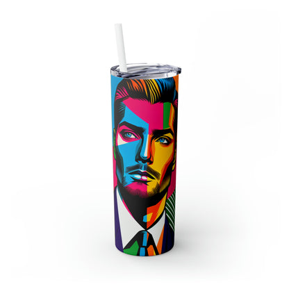 "Celebrity Pop Art Portrait" - The Alien Maars® Skinny Tumbler with Straw 20oz Pop Art Style