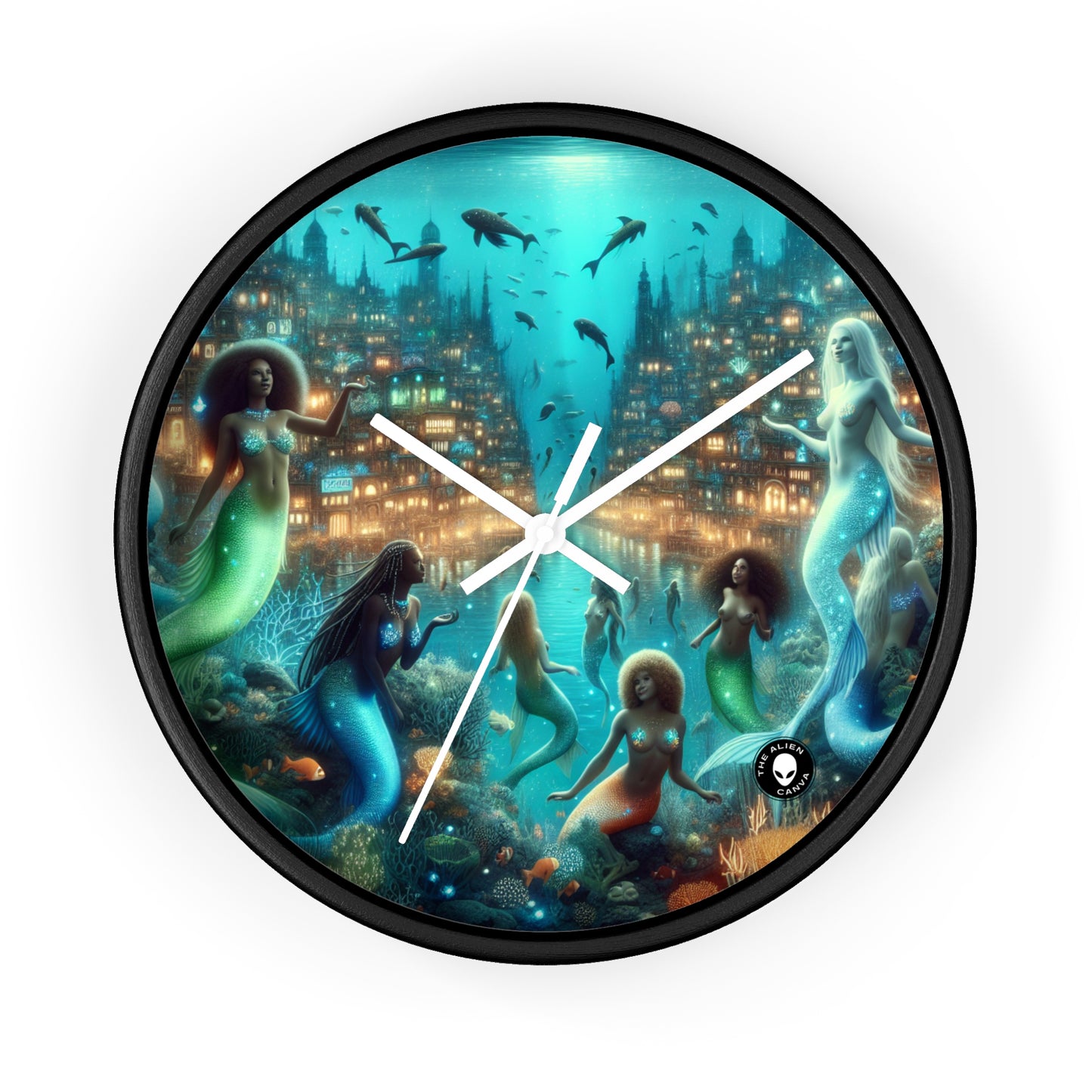 "Glimmering Depths: The Enchanted Underwater City" - The Alien Wall Clock