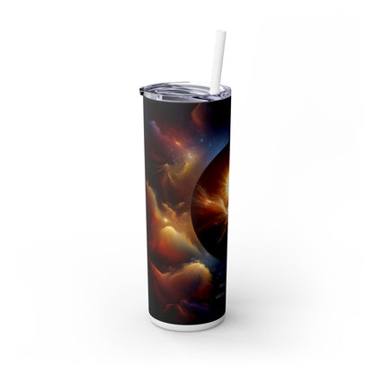 "Celestial Embrace: The Fusion of Sun and Moon" - The Alien Maars® Skinny Tumbler with Straw 20oz