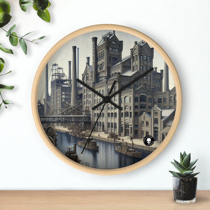 "Precisión urbana: paisaje urbano moderno al estilo del precisionismo" - El reloj de pared alienígena Precisionismo