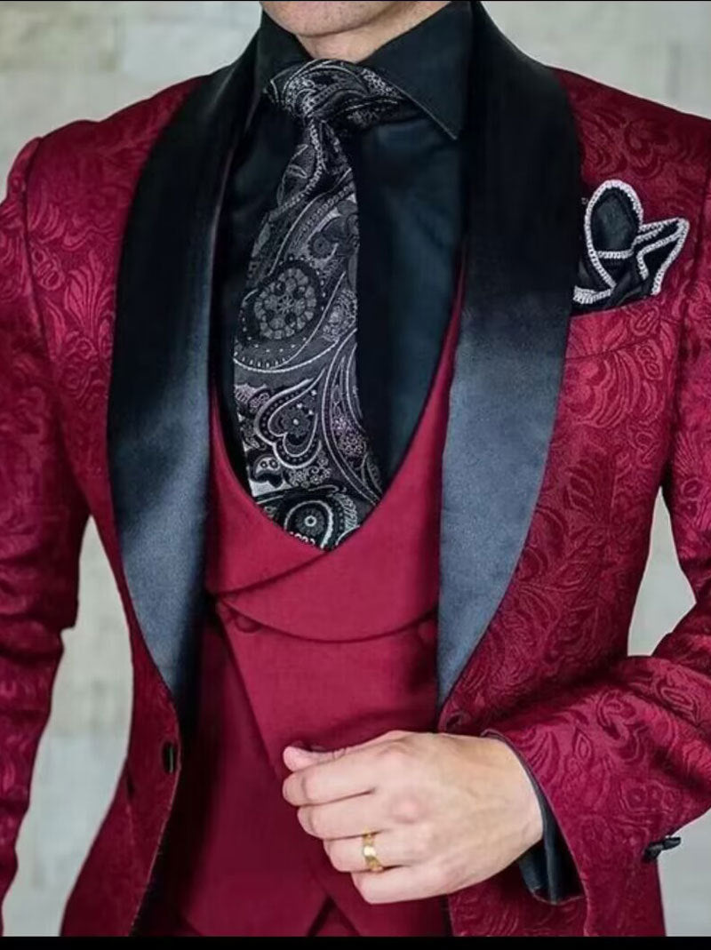 Conjunto de tres piezas de traje de ocio estampado para hombre