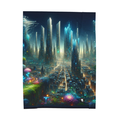 "Neon Oasis: A Futuristic Urban Wonderland" - The Alien Velveteen Plush Blanket