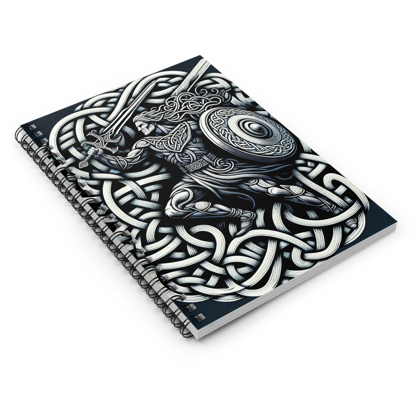 "Celtic Knight: Sword & Shield in Ancient Knots" - The Alien Spiral Notebook (Ruled Line) Celtic Art Style