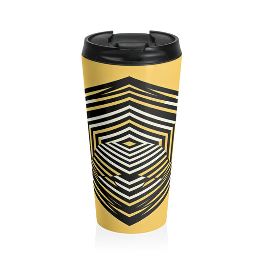 "Dynamic Illusions: Op Art Exploration" - Taza de viaje de acero inoxidable The Alien Arte óptico (Op Art)