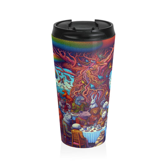 "Animal Tea Party in a Rainbow Wonderland" - The Alien Stainless Steel Travel Mug