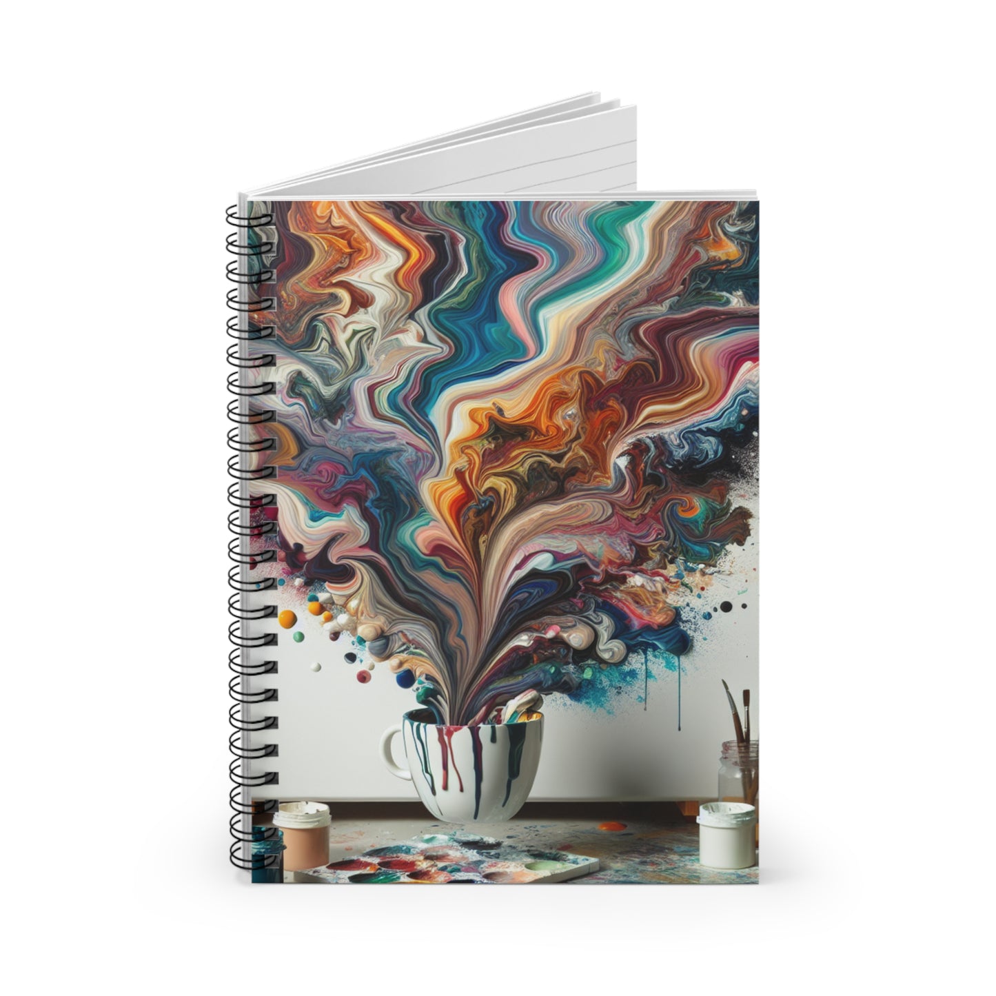 "A Paint Poured Paradise: Acrylic Pouring Art" - The Alien Spiral Notebook (Ruled Line) Acrylic Pouring Style