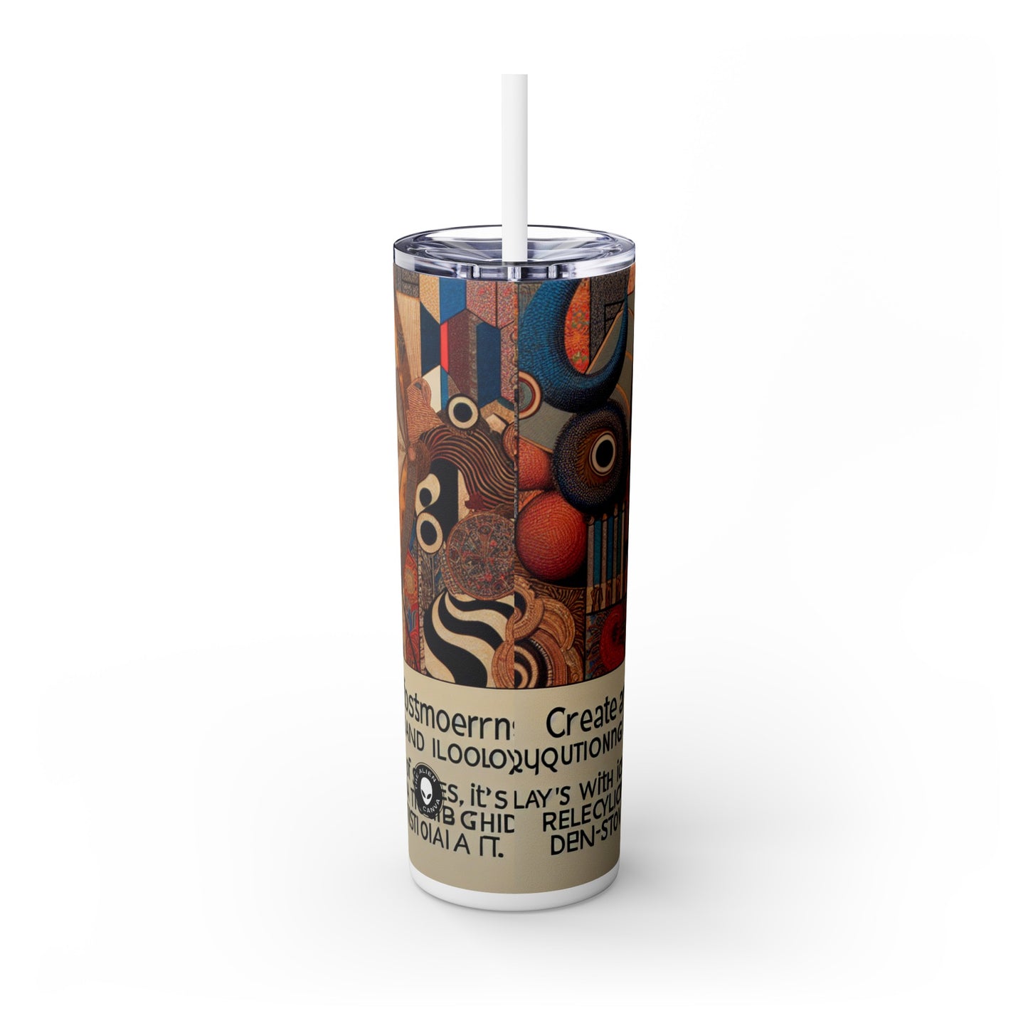 "Digital Chaos: A Postmodern Collage" - The Alien Maars® Skinny Tumbler with Straw 20oz Postmodern Art