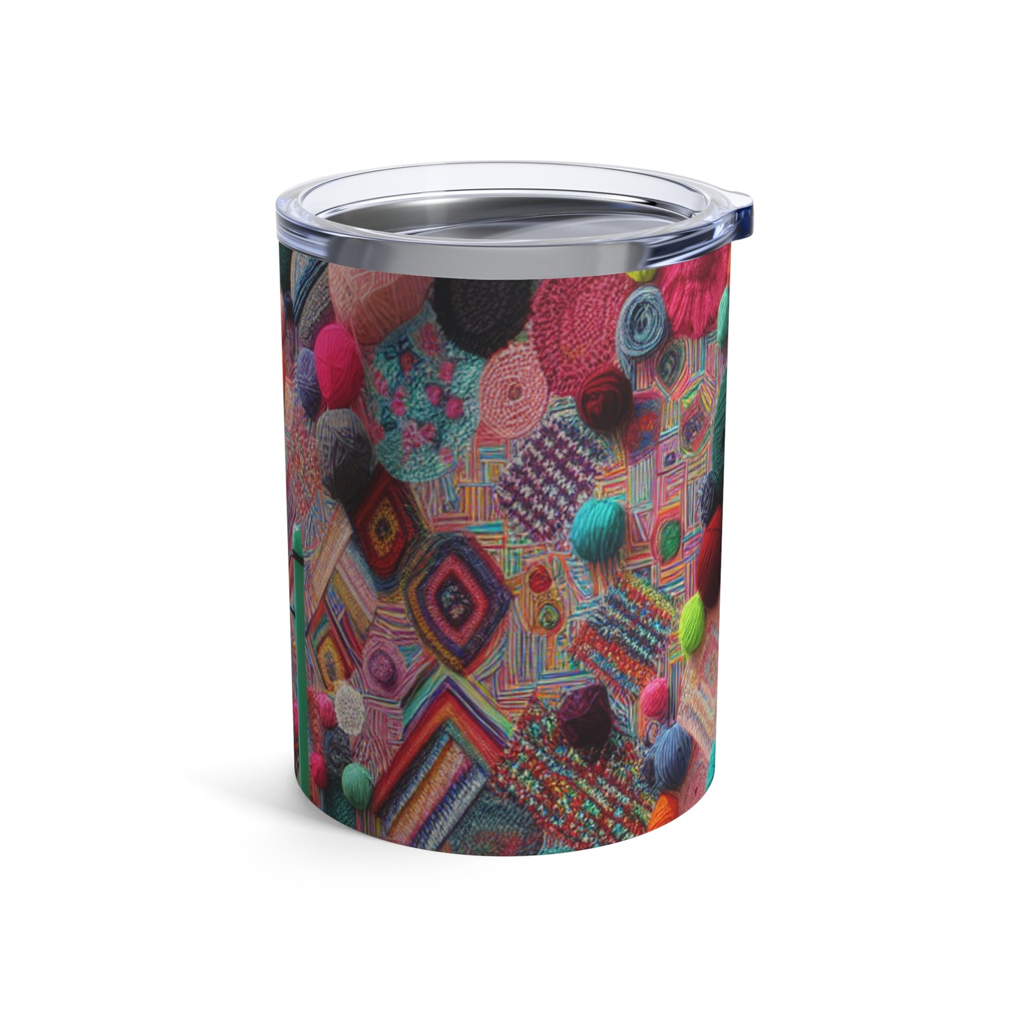 "Yarn of Joy: A Colorful Outdoor Mural" - The Alien Tumbler 10oz Yarn Bombing (Fiber Art)