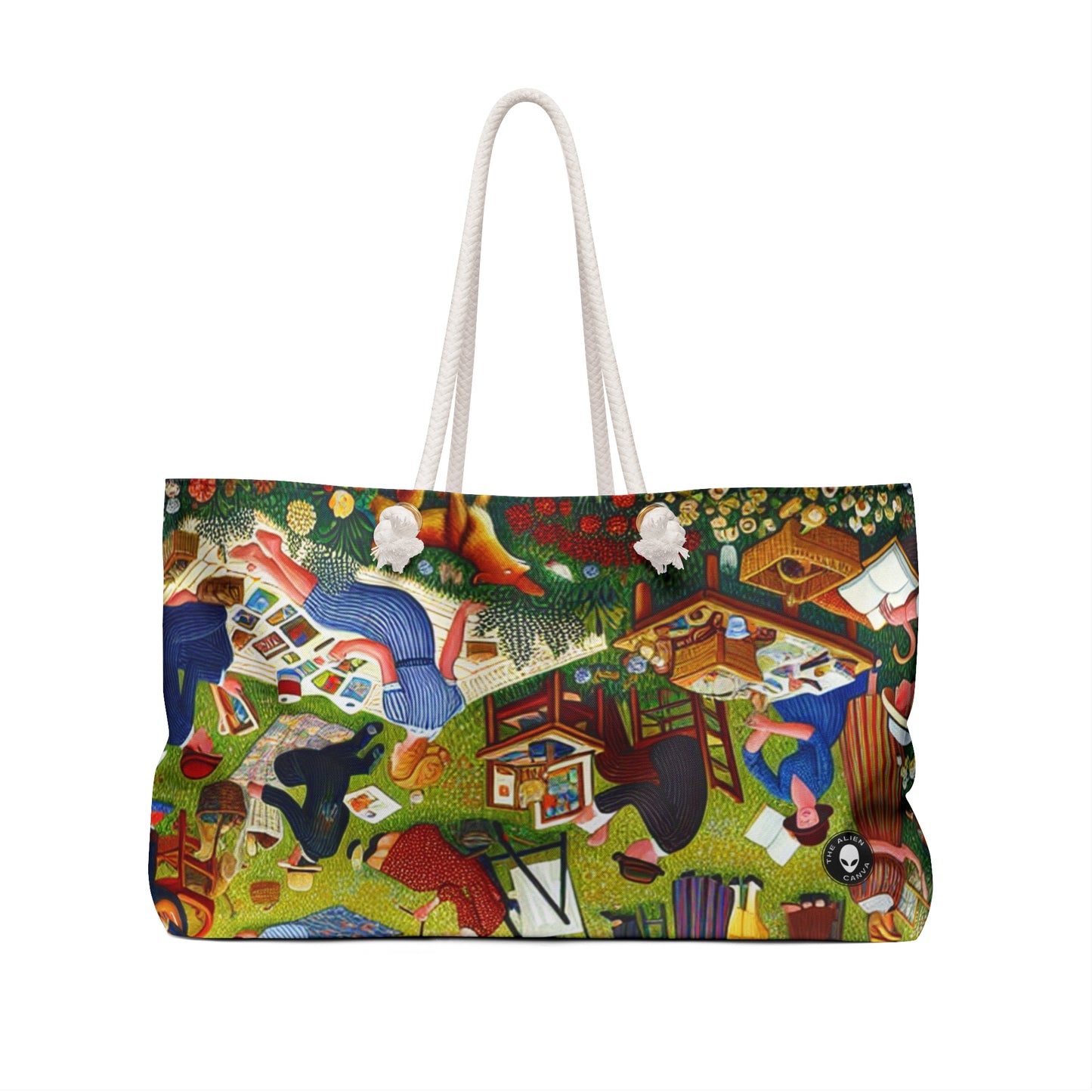 "Whimsical Village Delights" - The Alien Weekender Bag Naïve Art