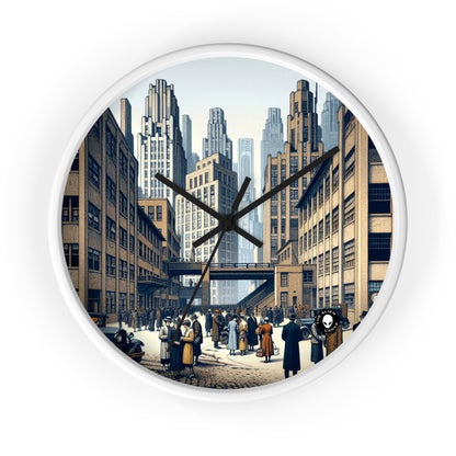 "Geometría urbana: un paisaje urbano moderno con una nueva objetividad" - El reloj de pared alienígena Nueva objetividad